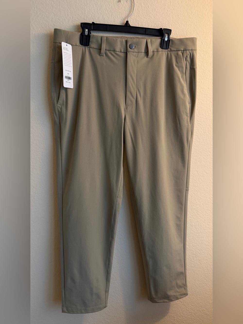 NWT CRZ YOGA Men's Stretch Chinos in Khaki Green 36W 30L